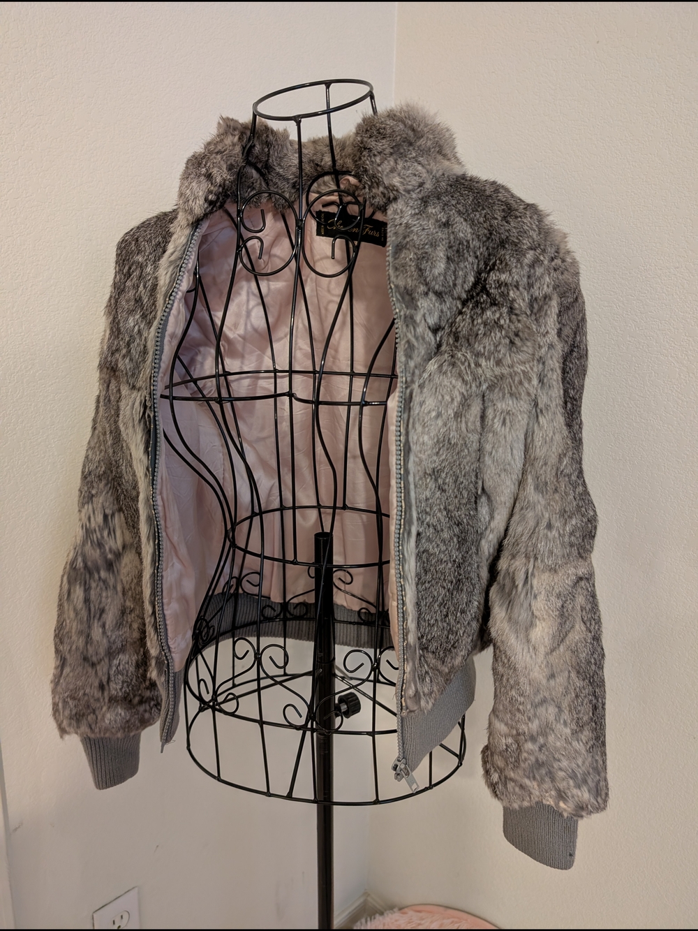 Vintage Fur Bomber Style Jacket - Women